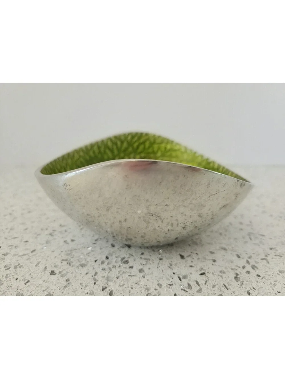 Simply Designz Metal Green Enamel MCM Snack Nut Bowl Trinket Vanity Dish Decor
